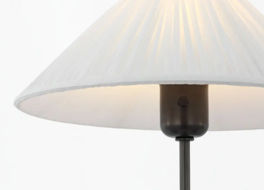 Elegant Bronze Table Lamp with Classic Silk Pleated Shade - Image 4