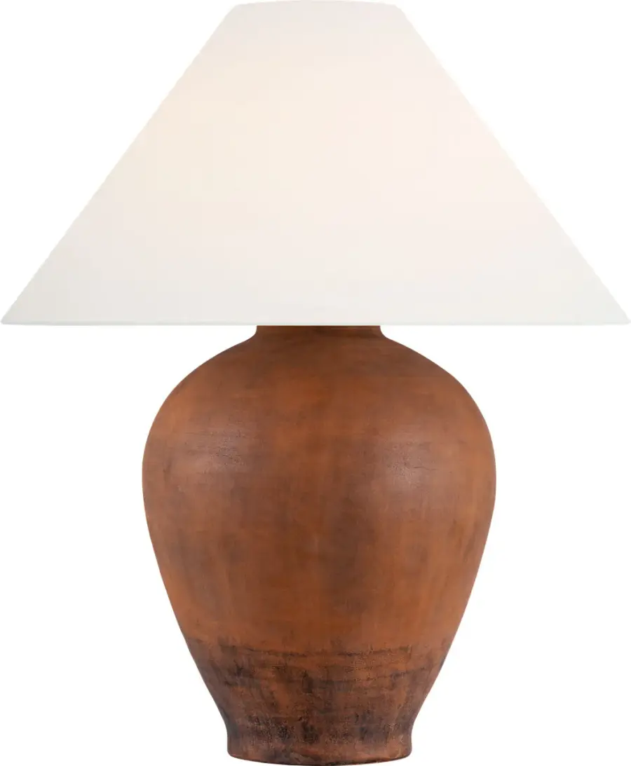 Fischer 36" Table Lamp in Natural Terracotta with Linen Shade - Image 2