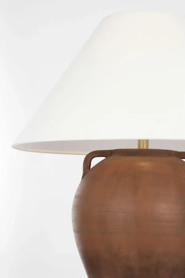 Mason 26" Table Lamp in Natural Terracotta with Linen Shade - Image 4
