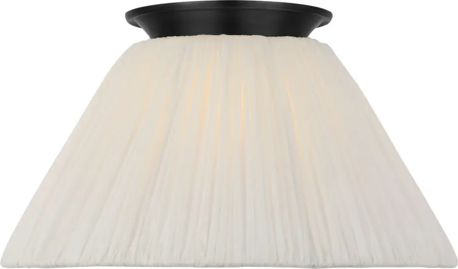 Bradley 12" Flush Mount in Bronze with Scalloped Silk Pleated Shade - Image 2