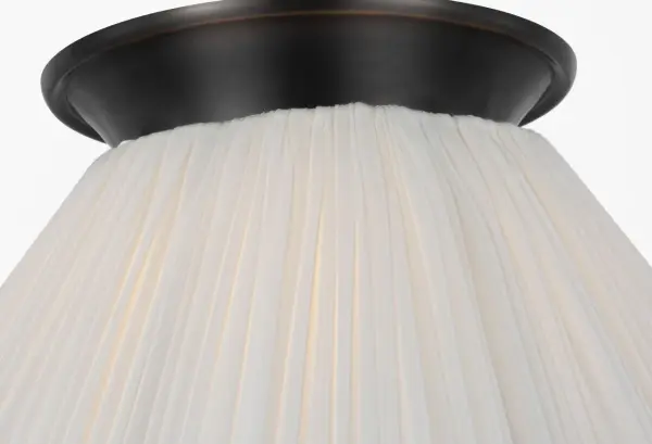 Bradley 12" Flush Mount in Bronze with Scalloped Silk Pleated Shade - Image 3