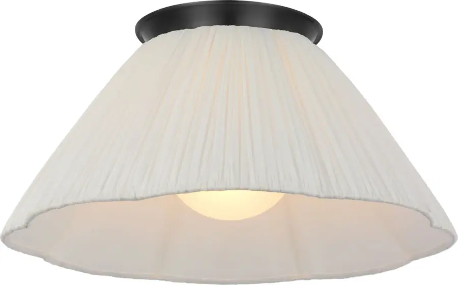 Bradley 18" Flush Mount in Bronze with Scalloped Silk Pleated Shade - Image 1