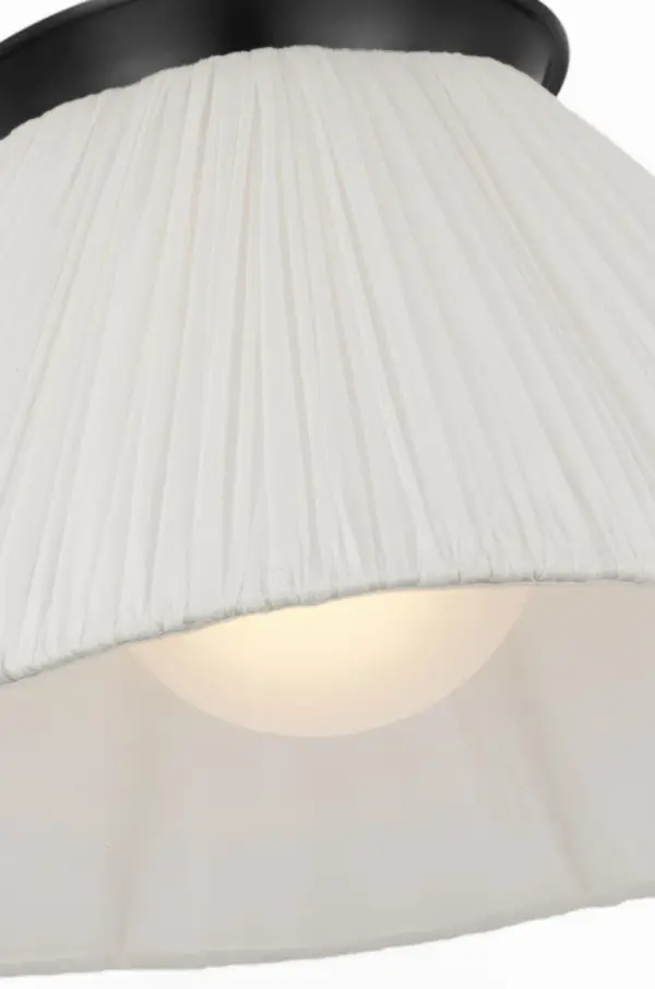 Bradley 18" Flush Mount in Bronze with Scalloped Silk Pleated Shade - Image 3