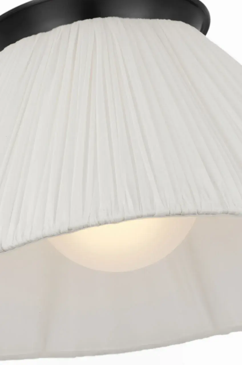 Bradley 18" Flush Mount in Bronze with Scalloped Silk Pleated Shade - Image 3