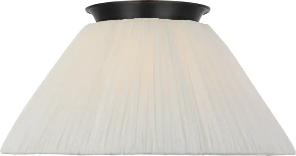 Bradley 18" Flush Mount in Bronze with Scalloped Silk Pleated Shade - Image 4