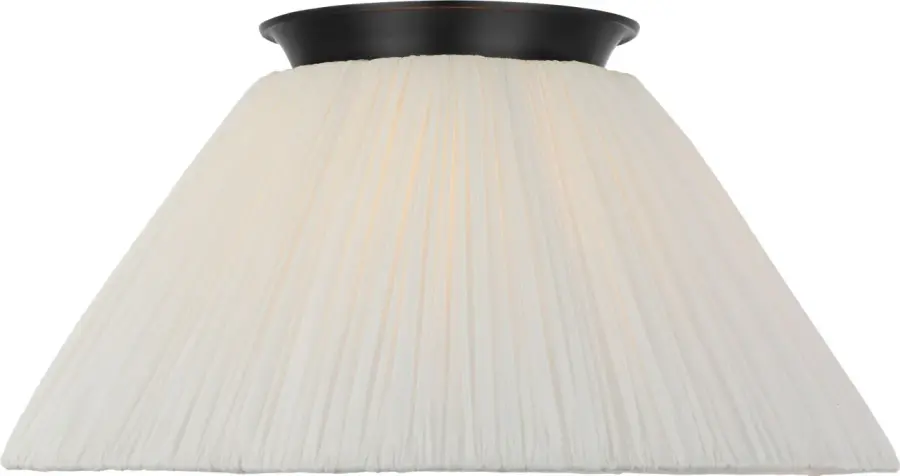Bradley 18" Flush Mount in Bronze with Scalloped Silk Pleated Shade - Image 4