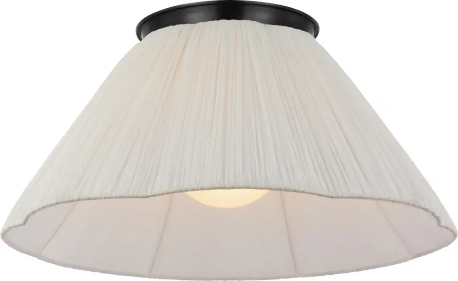 Bradley 24" Flush Mount in Bronze with Scalloped Silk Pleated Shade - Image 1