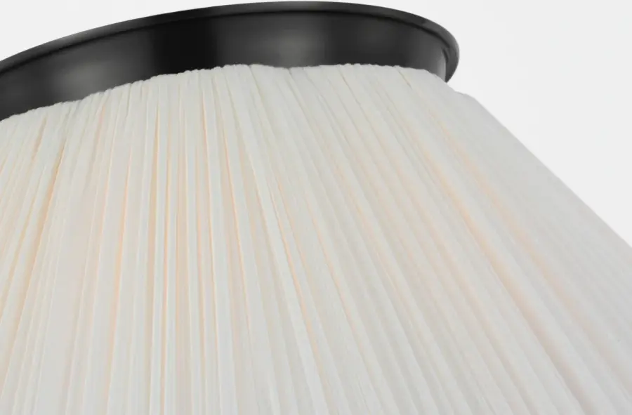 Bradley 24" Flush Mount in Bronze with Scalloped Silk Pleated Shade - Image 3