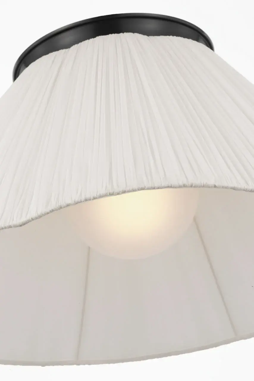 Bradley 24" Flush Mount in Bronze with Scalloped Silk Pleated Shade - Image 4