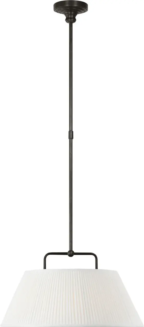 Serrato 14" Hanging Shade in Bronze with Silk Pleat Shade - Image 1