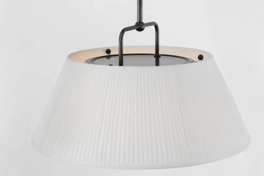 Serrato 14" Hanging Shade in Bronze with Silk Pleat Shade - Image 5