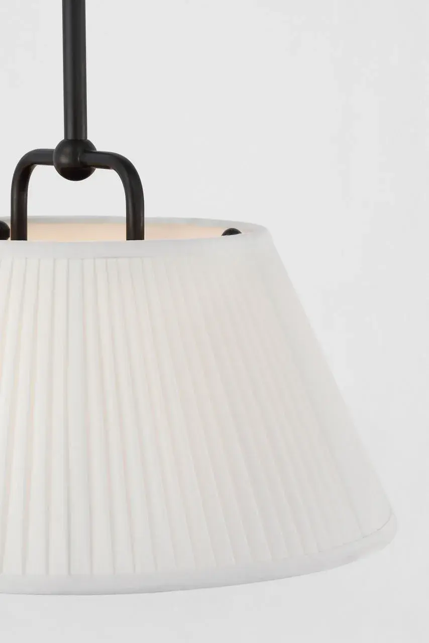 Serrato 20" Hanging Shade in Bronze with Silk Pleat Shade - Image 3