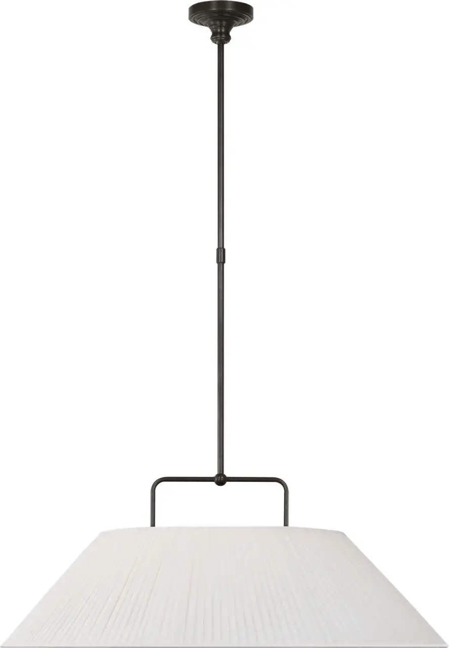 Serrato 33" Hanging Shade in Bronze with Silk Pleat Shade - Image 1
