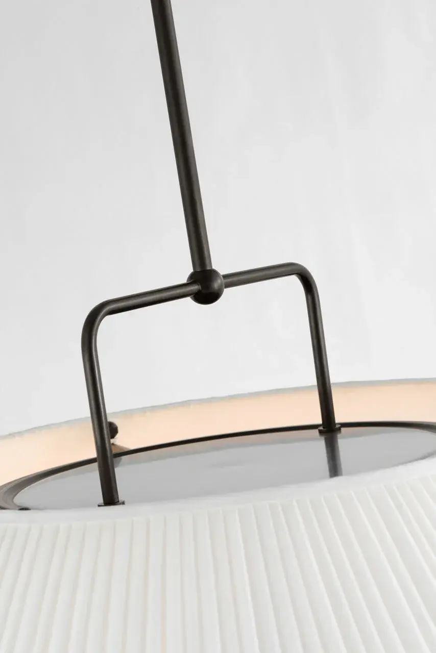 Serrato 33" Hanging Shade in Bronze with Silk Pleat Shade - Image 4