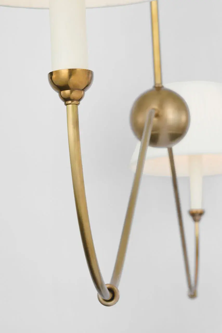 Ingela 65" Linear Chandelier in Hand-Rubbed Antique Brass with Silk Pleat Shades - Image 3