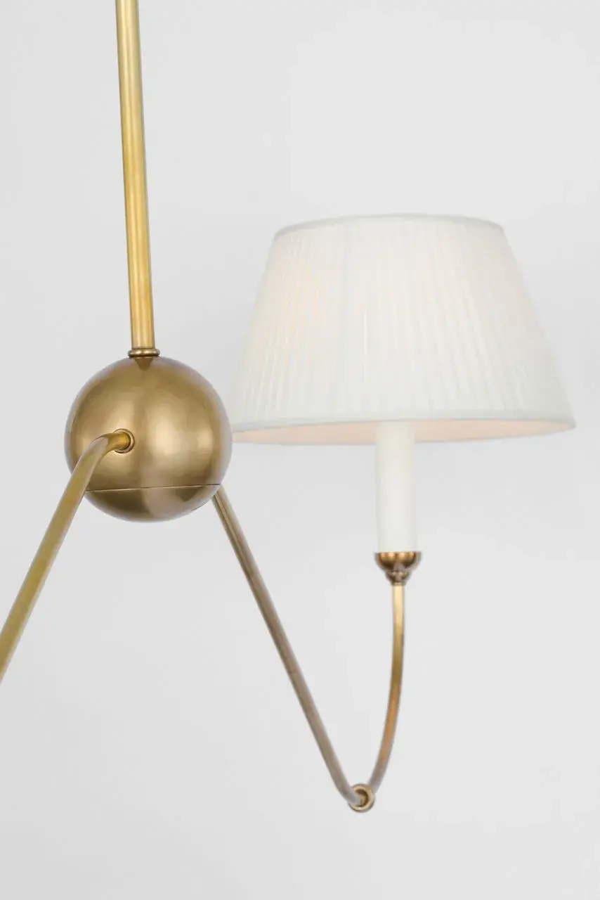 Ingela 65" Linear Chandelier in Hand-Rubbed Antique Brass with Silk Pleat Shades - Image 4