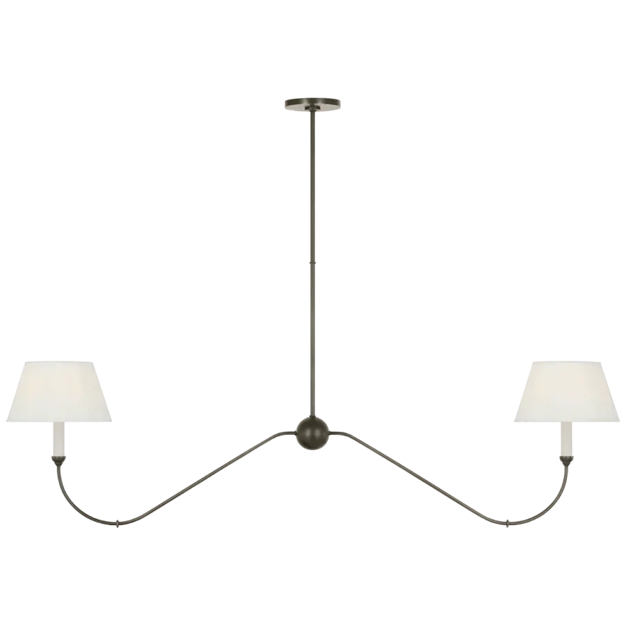 Ingela 65" Linear Chandelier in Modern Iron with Silk Pleat Shades Open Box
