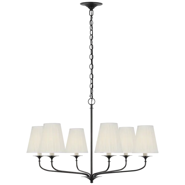 Knox 32" Chandelier in Bronze with Silk Pleated Shades - Image 2
