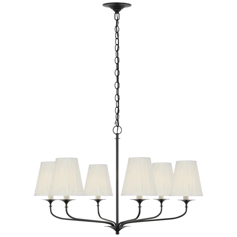 Knox 32" Chandelier in Bronze with Silk Pleated Shades - Image 2