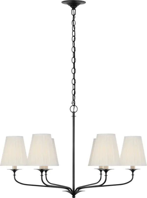 Knox 32" Chandelier in Bronze with Silk Pleated Shades - Image 3