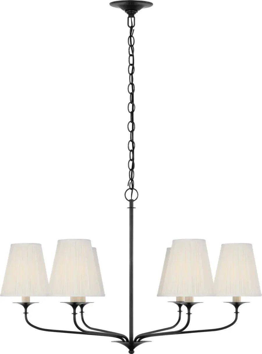 Knox 32" Chandelier in Bronze with Silk Pleated Shades - Image 3