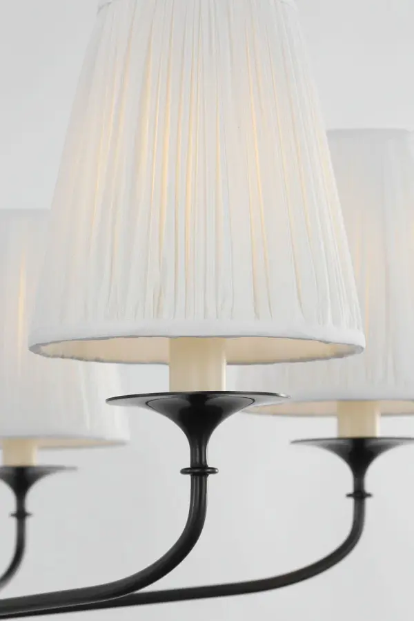 Knox 32" Chandelier in Bronze with Silk Pleated Shades - Image 5