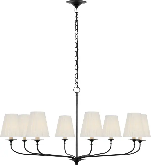 Knox 42" Chandelier in Bronze with Silk Pleated Shades - Image 1