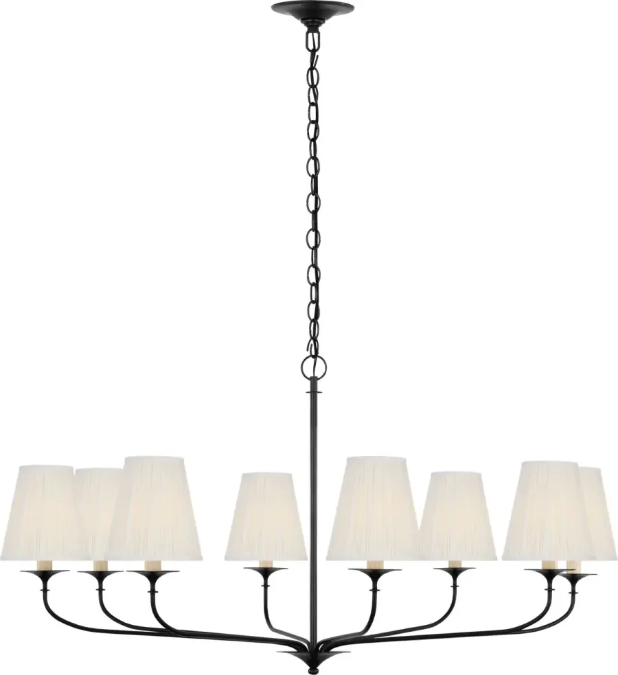 Knox 42" Chandelier in Bronze with Silk Pleated Shades - Image 1