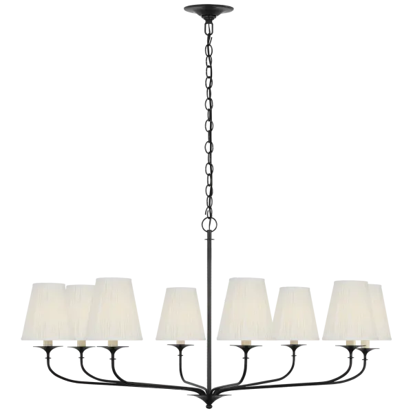 Knox 42" Chandelier in Bronze with Silk Pleated Shades - Image 2