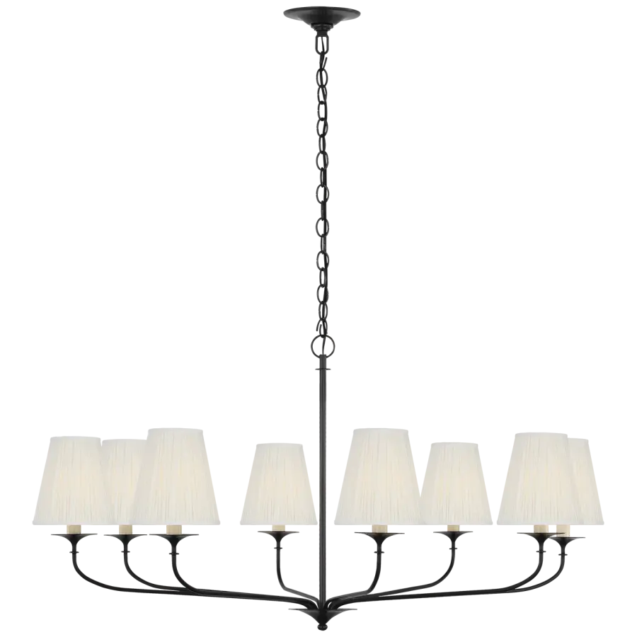Knox 42" Chandelier in Bronze with Silk Pleated Shades - Image 2