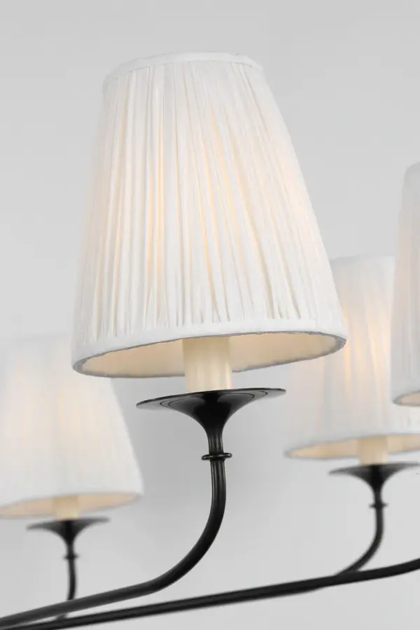 Knox 42" Chandelier in Bronze with Silk Pleated Shades - Image 3