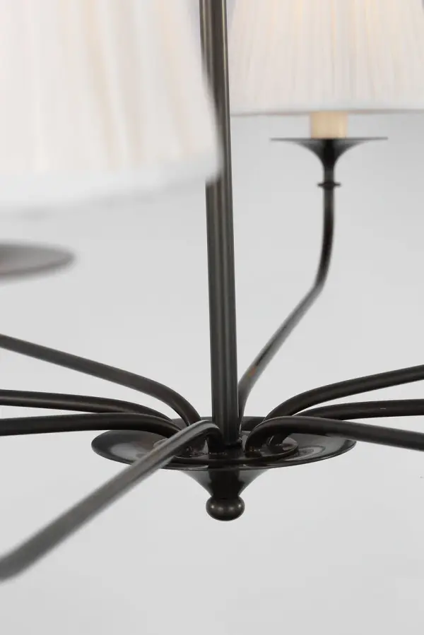 Knox 42" Chandelier in Bronze with Silk Pleated Shades - Image 4