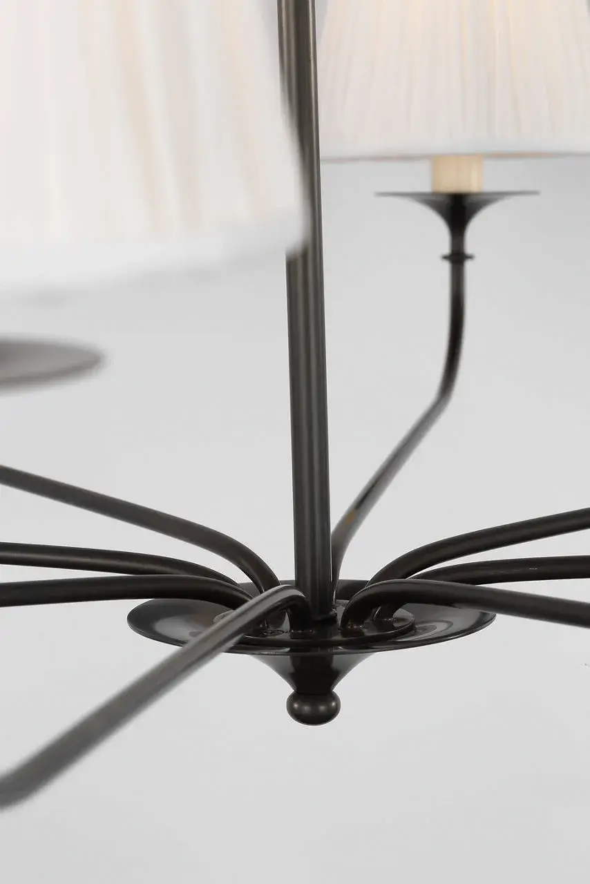 Knox 42" Chandelier in Bronze with Silk Pleated Shades - Image 4