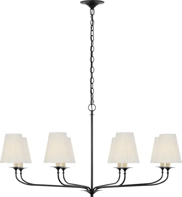 Knox 42" Chandelier in Bronze with Silk Pleated Shades - Image 5