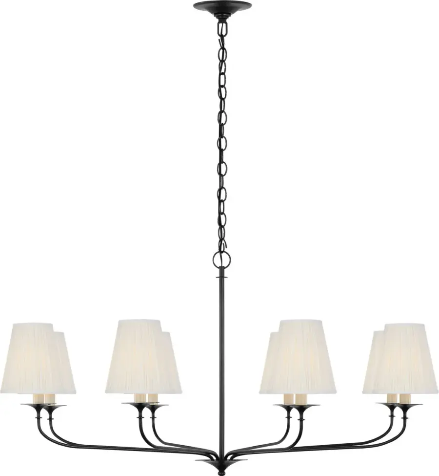 Knox 42" Chandelier in Bronze with Silk Pleated Shades - Image 5