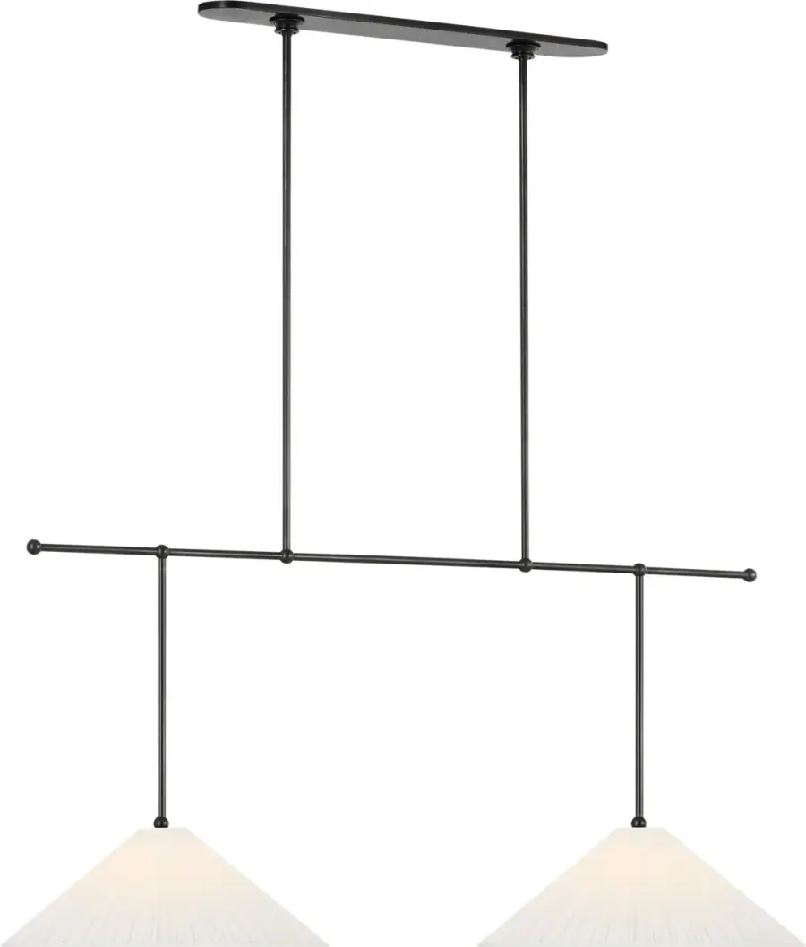 Soren 54" Extended Drop Linear Chandelier in Bronze with Silk Pleated Shades - Image 1