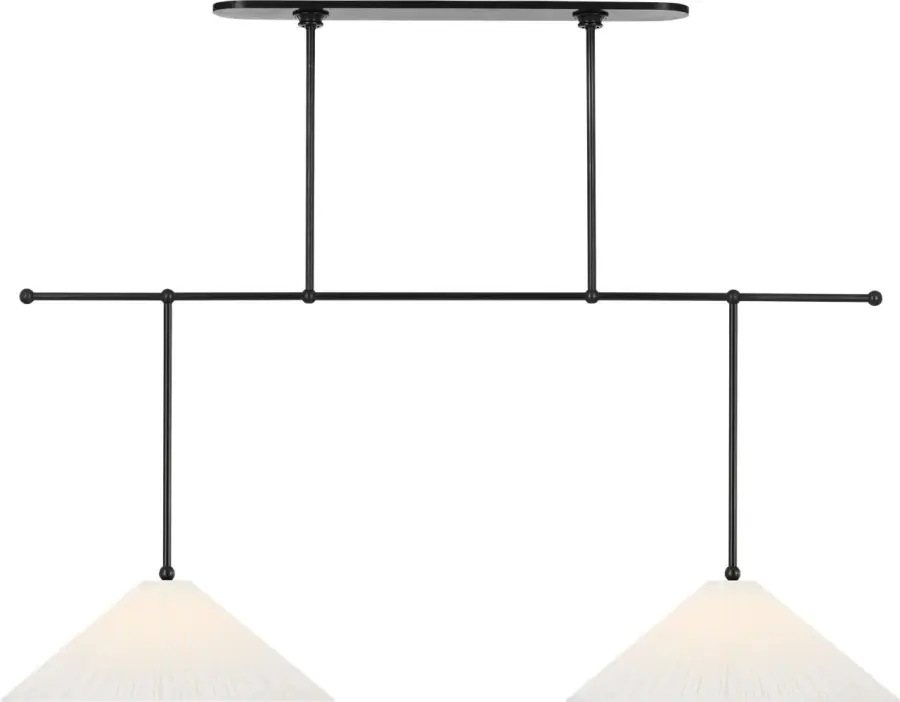 Soren 54" Extended Drop Linear Chandelier in Bronze with Silk Pleated Shades - Image 2