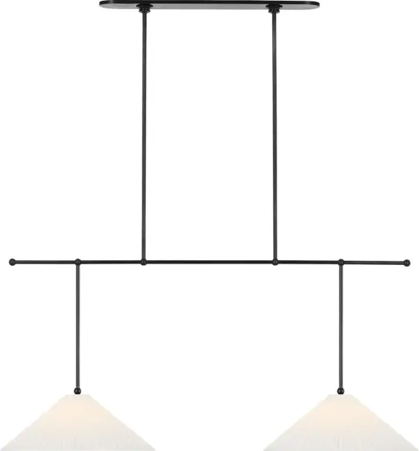 Soren 54" Extended Drop Linear Chandelier in Bronze with Silk Pleated Shades - Image 3