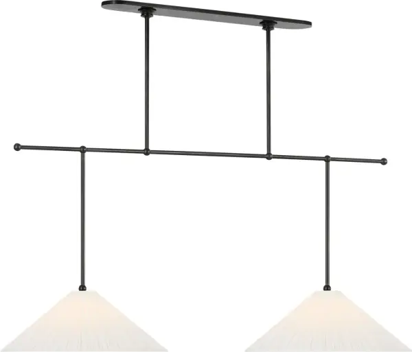 Soren 54" Extended Drop Linear Chandelier in Bronze with Silk Pleated Shades - Image 4