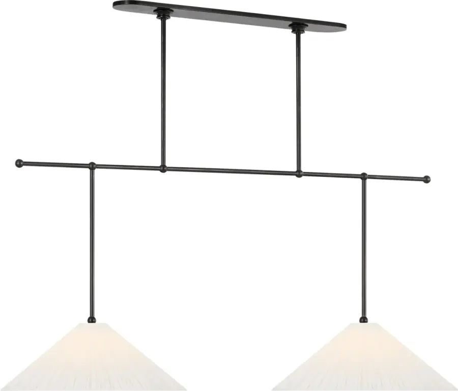 Soren 54" Extended Drop Linear Chandelier in Bronze with Silk Pleated Shades - Image 4