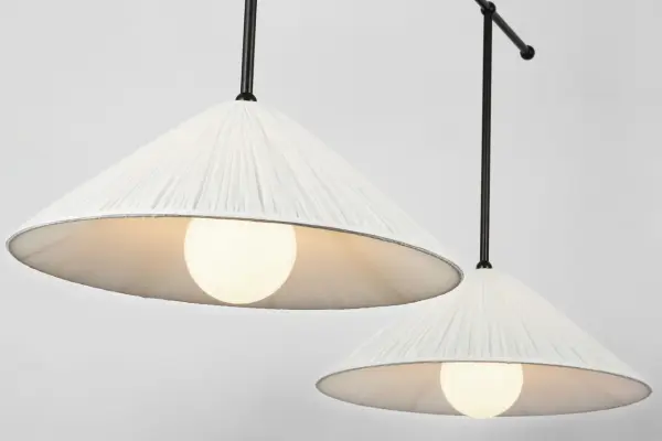 Soren 54" Extended Drop Linear Chandelier in Bronze with Silk Pleated Shades - Image 5