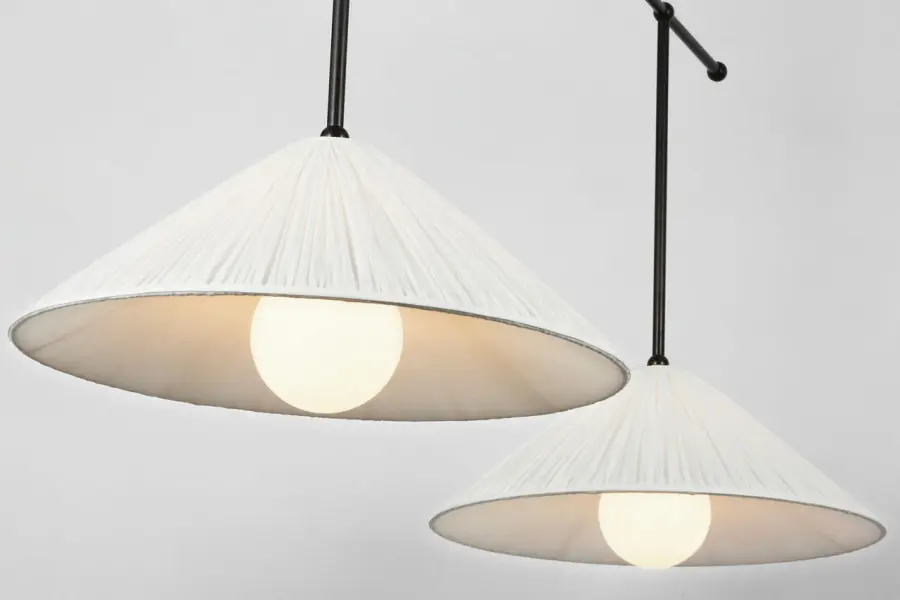 Soren 54" Extended Drop Linear Chandelier in Bronze with Silk Pleated Shades - Image 5