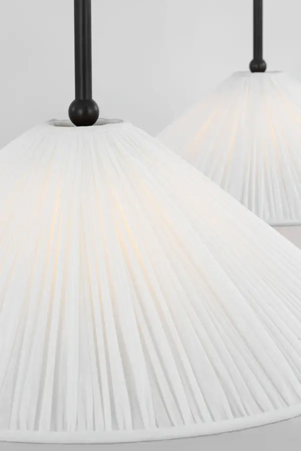 Soren 54" Extended Drop Linear Chandelier in Bronze with Silk Pleated Shades - Image 6