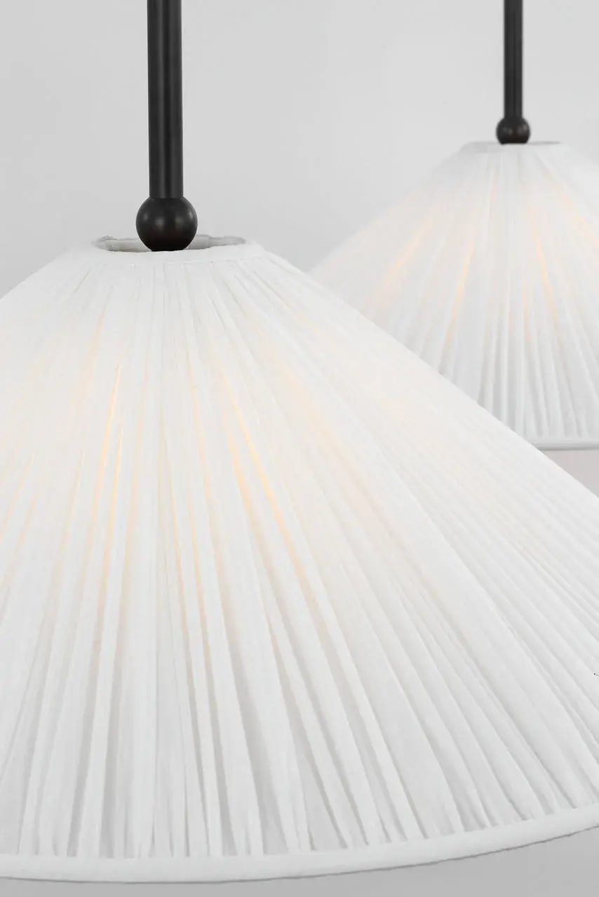 Soren 54" Extended Drop Linear Chandelier in Bronze with Silk Pleated Shades - Image 6