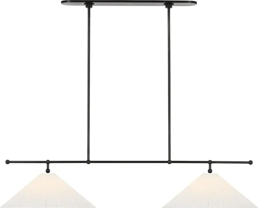 Elegant Linear Chandelier with Timeless Bronze Finish and Pleated Shades - Image 2