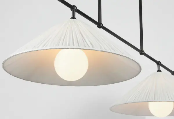 Elegant Linear Chandelier with Timeless Bronze Finish and Pleated Shades - Image 3