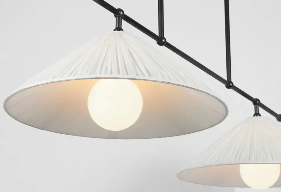 Elegant Linear Chandelier with Timeless Bronze Finish and Pleated Shades - Image 3