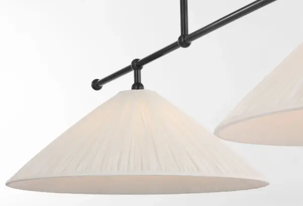 Elegant Linear Chandelier with Timeless Bronze Finish and Pleated Shades - Image 4