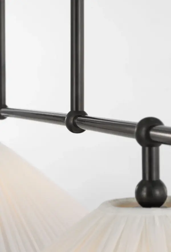 Elegant Linear Chandelier with Timeless Bronze Finish and Pleated Shades - Image 5