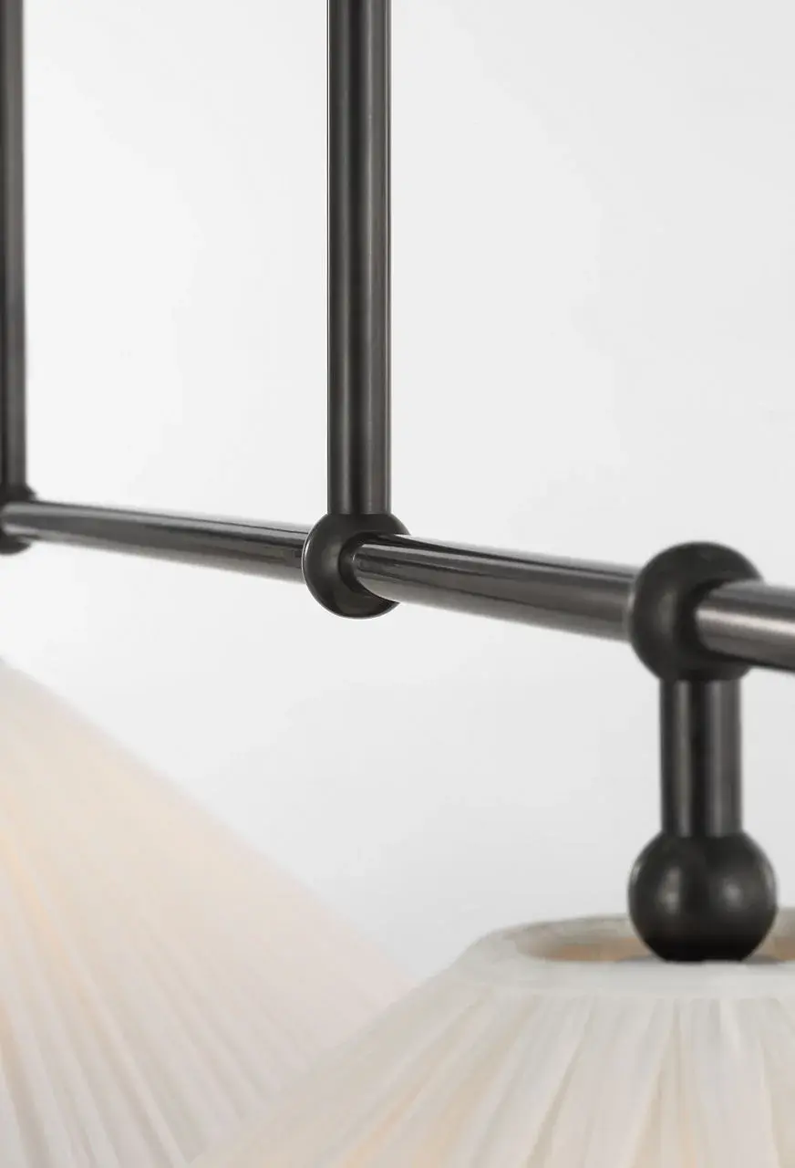 Elegant Linear Chandelier with Timeless Bronze Finish and Pleated Shades - Image 5